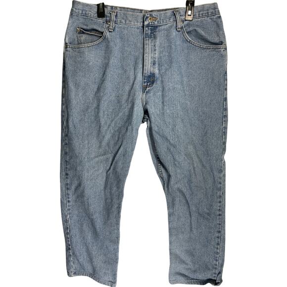 Wrangler Jeans Men Size 38 Blue Denim Light Wash Pockets Casual 100% Cotton - Picture 1 of 5